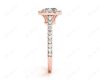 Cushion Square Cut Halo Diamond Engagement Ring with Claw Set Centre Stone in 18k Rose