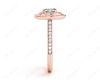 Double Halo Diamond Engagement Ring Round Cut with Claw Set Centre Stone Channel Setting Side Stones in 18K Rose Gold