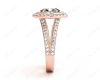 Oval Cut Double Halo Diamond Engagement ring with claw set centre stone in 18K Rose