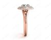 Round Cut Double Halo Plain Band Diamond Engagement ring with claw set centre stone in 18K Rose