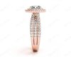 Round Cut Double Halo Diamond Engagement ring with claw set centre stone in 18K Rose