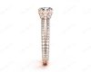 Round Cut Four Double Claw Set Diamond Ring with Pave Set Diamonds Down The Shoulders in 18K Rose