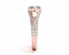 Round Cut Four Claw Set Diamond Ring with Round Cut Diamonds Down the Shoulders in 18K Rose