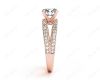 Round Cut 4 Claw Split Shank Engagement Ring with Grain Set Side Stones in 18K Rose