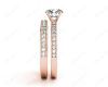 Engagement and Wedding Set Round Cut Diamond Rings with Pave Setting Side Stones in 18K Rose