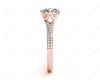 Round Cut Six Prongs Diamond Ring with Pave Set Split Band in 18K Rose