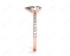 Marquise Cut Claw Set Diamond ring with pave set side stone in 18K Rose