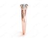 Round Cut Trilogy Diamond Engagement Ring cross-over setting in 18K Rose