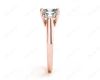 Radiant Cut four claw trilogy diamond engagement ring in 18K Rose