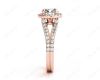 Round Cut Halo Diamond Engagement ring with claw set centre stone in 18K Rose