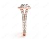 Round Cut Halo Diamond Engagement ring with claw set centre stone in 18K Rose