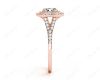 Round Cut Split Shank Diamond Engagement Ring with Double Halo and Pave Set Side Stones in 18K Rose