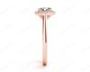 Round Cut 4 Prong Set Diamond Ring with Halo and Plain Tapered Band in 18K Rose