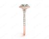 Round Cut Diamond Ring With Round Cut Diamonds Scallop Set on the Halo and Down the Shoulders. in 18K Rose