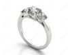 Cushion Cut Four Caw Trilogy Diamond Engagement Ring In 18K White