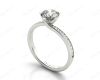 Round Cut Five Claw Twist Band Diamond Ring with Grain Set Side Stone in 18K White