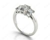 Emerald Cut Four Claw Trilogy Diamond Engagement Ring in Platinum