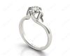 Round Cut Diamond Solitaire Engagement Ring in Split Interwoven Six  Prongs Setting in 18K White Gold