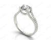 Round cut diamond ring with claw set centre stone in 18K White