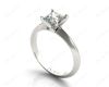 Princess Cut Solitaire Diamond Engagement Ring with Claw set centre stone with Knife-Edge Shoulders in Platinum