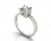 Princess Cut Diamond Engagement Ring with Claw set centre stone with Pave Set Prongs and Side Stones in Platinum