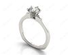 Round Cut Classic Six Claws Diamond Solitaire Ring with Square Edge Shoulders in Platinum