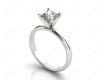Princess Cut Classic Four Claws Diamond Solitaire Ring with Half Round Edge Shoulders in 18K White