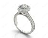 Vintage Style Double Halo Round Cut Diamond Engagement Ring With Claw Set Centre Stone in 18K White