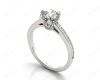 Vintage Style Round Cut Diamond Ring With Six Claws Set Centre Stone. in 18K White