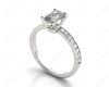 Emerald Cut Diamond Engagement Ring with Four Prong set centre stone in Platinum