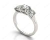 Round Cut Diamond Trilogy Cross Over Ring Setting in Platinum