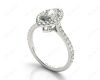 Marquise Cut Halo Diamond Engagement Ring with Claw Set Centre Stone with Pavé Set Side Stones in 18K White