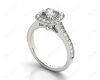 Vintage Style Halo Cushion Cut Ring with Four Claws Set Centre Stone in 18K White