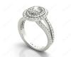 Oval Cut Double Halo Diamond Engagement ring with claw set centre stone in Platinum