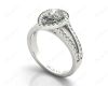 Pear Shape Halo Diamond ring with claw set centre stone in Platinum