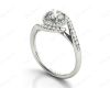 Round Cut Halo Diamond Cross Over Engagement ring with claw set centre stone in Platinum