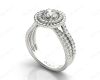 Round Cut Double Halo Diamond Engagement ring with claw set centre stone in Platinum