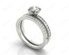 Round cut diamond wedding set rings with four claws setting in Platinum