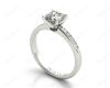 Asscher Cut Diamond Engagement ring with four claws centre stone in 18K White