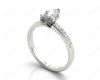 Marquise Cut Diamond Engagement ring with six claws centre stone in 18K White