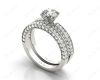 Engagement and Wedding Ring Set Round Cut Diamond Wedding Set Rings with Pave Setting Side Stones in 18K White