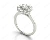 Round Cut Halo Diamond Engagement ring with claw set centre stone in Platinum