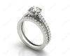 Round cut diamond wedding set rings with four claws setting in Platinum