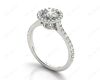Round Cut Halo Diamond Engagement Ring with Claw Set Centre Stone in 18K White