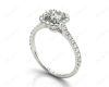 Asscher Cut Halo Diamond Engagement Ring with Claw set centre stone in 18K White