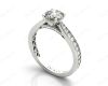 Round Cut Four Claw Set Diamond Ring with Pave Set Stones Down the Shoulders and on Both Sides in Platinum