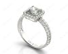 Princess Cut Halo Ring with Milgrain Claw Set Centre Stone in 18K White