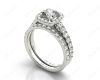 Cushion cut halo diamond wedding set rings with four claw setting in Platinum