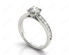 Round Cut Diamond Engagement Ring with Grain Setting Side Stones in Platinum Engagement Ring 