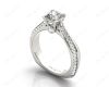 Princess Cut Diamond Engagement Ring with Claw set centre stone in 18K White